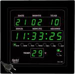 Ajanta Green, Black LED Display Plastic Digital Standard Wall Clock with Glass (25.4 x 25.4 cm) OLC-302