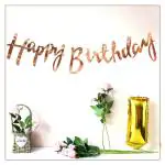 Party Midlinkerz Blush Theme Rose Gold Happy Birthday Alphabet Letters Foil Banner Decoration Kit for Kids