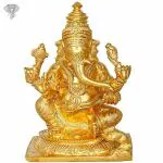 Kalakrithi Brass Bronze Made Ganesh Statue for Worship 21.59 X 20.32 cm