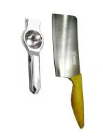 URBAN BUY Stainless Steel Lemon Squeezers With Wooden Handle Meat Chapper and Multicolour, (Pack of 2)