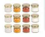 Shri Girraj Ji Transparent Glass Jar With Air Tight Lid, 30 Ml (Pack Of 18)