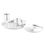 Zebra Double Wall Stainless Steel Rosette 5Pcs Dining Set (2Pcs Plates, 2Pcs Bowl, 1Pc Glass)