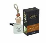 Woody-Car Air Freshner - Leather Lime-with Hanging Rope and AC Vent Clip,Diffuser Wooden Cap (10ml)