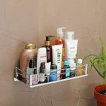 Fortune Stainless Steel Wall Mount Bathroom Shelf Multi-Functional Storage Shelf, Kitchen Shelves, Rack & Caddy Basket Bathroom Accessories Homes, Hotels Decor- Silver (15 X 5 Inch (Pack of 1) )