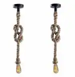 DesiDiya Pendant Rope Lights E27 for Ceiling Hanging, Bulb Not Included- 40W, Pack of 2