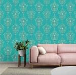 Asian Paints Teal Blue Ornate Victorian Peel And Stick Self Adhesive Wallpaper Ezycr8 - 3 x 0.45 x 3 Meters