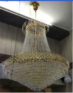 SHRI MAHAL ANTIQUES Round Crystal Big size Jhhomar Incandescent Chandelier for Living Room