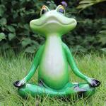 Wonderland Green Resin And Ceramic Yoga Frogs Sitting - 5.8 inch