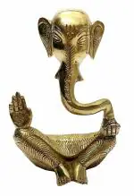 athizay Brass Metal Sitting Bhagwan Ganpati Golden gold finish virgin brass statue for home and table decor