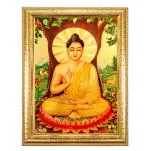 Hawai Lord Buddha Meditating Gold Plated Wooden Wall hanging Photo Frame SFDI499_GLDFRM