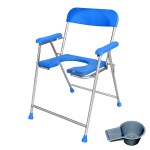 NEOSAFE Stainless Steel Commode Chair And Shower Chair With Fiber Handle Seat Back Support(Blue)