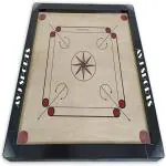 RelationsHIGH GLOSS WOODEN CARROM BOARD 26 INCH WITH COINS, STRIKR, CAROM POWDER BOARD GAME 26 cm Carrom Board (Brown)