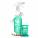 Pollie Glass Cleaner 1.5L Refill Sachet + 550mL Spray Bottle Combo | India's #1 Alcohol Free Glass Cleaner and Surface Cleaner for Car, Kitchen and Home Surfaces