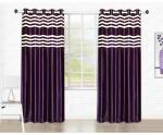 Tanyugg Striped Magenta Polyester Door Curtain 7x4 ft (Design Sonal)