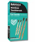SavSea Family Bamboo Toothbrush for Adults & Kids | Playful Animal Patterns for Fun Brushing | Pack of 4