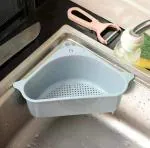 FRESTYQUE Kitchen Triangle Sink Filter Corner Sink Drain Strainer Basket Multi Functional Drain Shelf Sink Storage Holder(Sink Organizer)