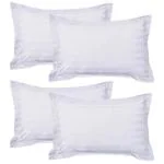 Kuber Industries 4 Pieces Cotton Luxurious Pillow Cover|Ultra Soft Satin Striped Pillow Case|Breathable & Wrinkle Free (White), 200 TC
