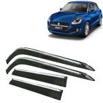 Kingsway Car Wind Deflectors Rain Guard Window Visor for Maruti Suzuki Swift 2021, 2022, 2023, 2024, 2025 Model, Car Door Visor with Chrome Lining Online India, Car Sun Shades