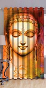 Riftree Devotional 3D Digital Print Eyelet Polyester Curtain for Pooja Room Long Door Pack of 1 Pieces(Buddha, 4 x 9 feet)