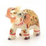 Pooja Creation Store UFC Mart Rajasthani Handmade Elephant Handicraft Decorative Showpiece - 7 cm (Melamine, White)