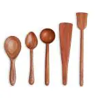 The Indus Valley Neem Wood Compact Flip/Spatula/Ladle for Cooking Dosa/Roti/Chapati | Kitchen Tools | No Harmful Polish | Naturally Non-Stick | Handmade (Set of 5)