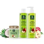 Apple Cider Vinegar Shampoo, Conditioner & Coconut Oil Combo, Suitable for All Hair Types, 100% Organic, Sulphate & Paraben Free, (Shampoo 250ml + Conditioner 200ml + Oil 200ml)