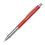 Scrikss Pro-S 0.7mm Mechanical Lead Pencil | Red Barrel | Brass Body | Push Mechanism | Mini Eraser Included | Chrome Plated Grip with Linear Anti-Slip Pattern