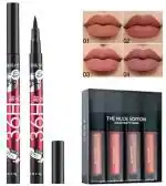 KA CAYLA Beauzy Matte Waterproof 4in1 Nude Mini Liquid Lipstick and 36H Eyeliner (Pack of 2)