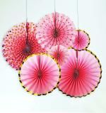 My Party Suppliers Baby Shower Gold Pink Paper Fan for Decoration (pack of 6)