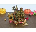 Idol Collections Multicolor Brass Shiv Parivar Shiva Family Idol Sitting On Nandi Home Decor, 8 Inch