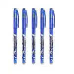 PASS & PLAY APCATIO Art Erasable Frixon Writing Gel Pen with Attached Magic Wipe Erase 0.5 MM Nib Blue Ink Gel Pen (0.5mm, Pack of 5 Erasable Pen)