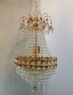 SHRI MAHAL ANTIQUES Round Small Chandelier Incandescent with Color Crystal Light Lamp Round Rain Drop Pendant for Living Room Bedroom