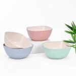 Eha Earth-Friendly Small Soup Bowl | Ice Cream Bowl | Dessert Bowls | 300 ml | Made with Bamboo Fibers & Rice Husk | Microwave Safe Bowl | Serving Bowl Set of 4 | Multicolor