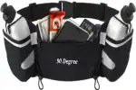 90 Degree Store Marathon Running Travelling Waist Belt Black Pouch with Water Bottles, Pack of 1, Free Size