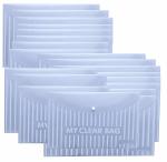 Shuban Foolscap Size 10 Pcs Transparent Lining Printed Document Certificate Storage Case, Snap Button Organizer, My Clear Plastic Bag