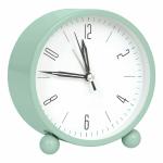 VMITRA Alarm Clock - 4 Inch Round Silent Analog Desk/Table Clock Non-Ticking with Night LED Light- Battery Powered Simple Design for Home Office Students Kids Bedroom, Clock for Study Room - blue