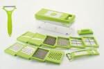 RADHE AGRI CENTER 15 in 1 Vegetable Cutter, Chopper, Slicer, Dicer, Peeler, Chipper for Kitchen, Unbreakable, Easy-to-use, Food-Grade Body, Easy-to-Push Clean Button (Green)