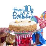 Festiko Royal Blue Glitter Happy 10th Birthday Cake Topper 10 Cake Topper 10th Birthday Party Supplies 10th Birthday Party Decorations