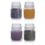 FeeloPie 100ml Spice Storage Glass Jar, Kitchen Storage Jars, Honey Jar and Container, Spice Masala Jar - Airtight Lid with Rubberised Silicone Stopper (Set Of 4)