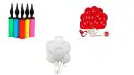 Hippity Hop Latex Multicolor Of Red Latex Balloon, White Latex Balloon, Pc Of Balloon Pump (Pack Of 100 Pcs)