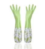 KitchenFest Reusable Winter Fleece-Lined Winter Use Warm Cleaning PVC Gloves, 1 Pair, Random Color