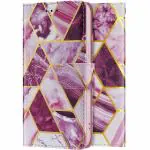 ClickCase Marble Series Faux Leather Back Case Card Holder Wallet with Magnetic Closure Flip Cover For Oppo A56 5G (Wine Purple)