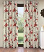 Fashion String 2 Piece 3D Tulips Eyelet Polyester Door Curtains - 7 Feet, Red