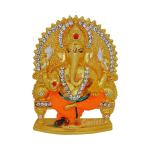 Caristo Lord Ganesh Idol | Ganesha Sitting Idol | Ganpati Vinayaka Idol (ID-130) Color Metal Statue for Car Dashboard | Home Décor | Mandir Pooja Murti | Temple Puja | Office Table Showpiece