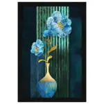 ArtX Multicolor Flower Vase Framed Wall Art Painting 13 X 19 Inch