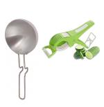First Front Aluminium Tadka Pan With Steel Blade Plastic Body Bhindi Cutter and (Multicolour, Pack of 2)