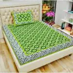 Narsinhenterprises Green Cotton Single Printed Bedsheet 86 inch or 220 cm x 59 inch or 150 cm