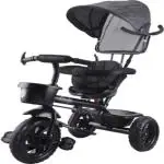 Maanit Tricycle with Canopy Dual Storage Basket With Parental Handle Control Safety Guardrail comfort Seat Model_552 for Kids|Boys|Girls Age Group 2-5 Years Tricycleac (Black)