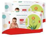 LUV LAP LuvLap Paraben Free wipes for baby skin with Aloe Vera, Fragrance Free, pH Balanced, Dermatologically Safe, Baby Wipes Rich in Vitamin E & chamomile extract, 72 Wipes / Pack With Lid (Pack OF 2)