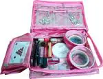 Aavni Satin Jewellery Makeup Beauty Kit Storage Special Vanity Box (Pink)